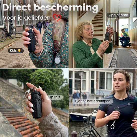 ProTrue® Alarme personnelle d'autodéfense en porte-clés - Alarme de poche de 130 dB avec bouton d'alarme pour femmes, enfants et personnes âgées - Alarme de sécurité pour seniors avec signal d'urgence