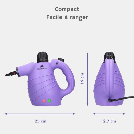 MotionFlow - Nettoyeur vapeur portatif - 12-en-1 - Multifonction - 1150 W - 450 ML  - Violet