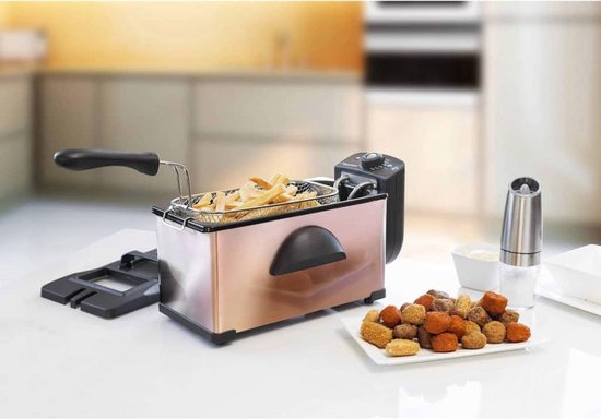 Friteuse Bestron 3,5 litres - AF370CO - Friteuse 2 000 W - Fenêtre de visualisation - Cuivre - Garantie 5 ans