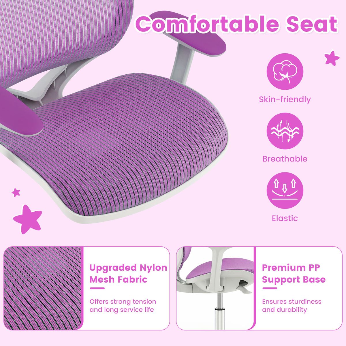 Chaise de bureau pour enfant Coast - pivotante - réglable en hauteur - violette