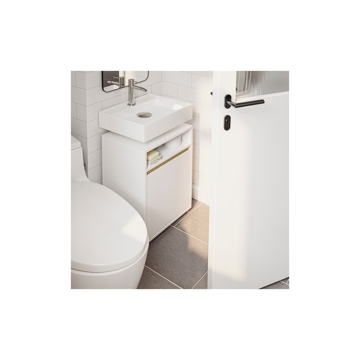 Meuble sous-vasque SoBuy à 1 porte - Blanc - 40 x 36 x 60 cm - Avec compartiment ouvert, style moderne