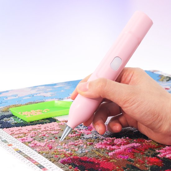Rubye® - Stylo peintre électrique pour diamants - Avec technologie d'aspiration - Rechargeable via USB-C - Confortable à utiliser - Pour pierres rondes et carrées - Rose