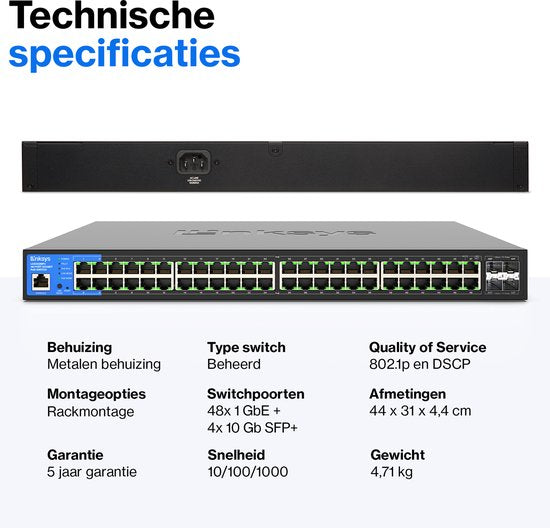 Linksys LGS352MPC - Commutateur réseau - Gigabit - Géré - 48 ports - PoE+ - Noir
