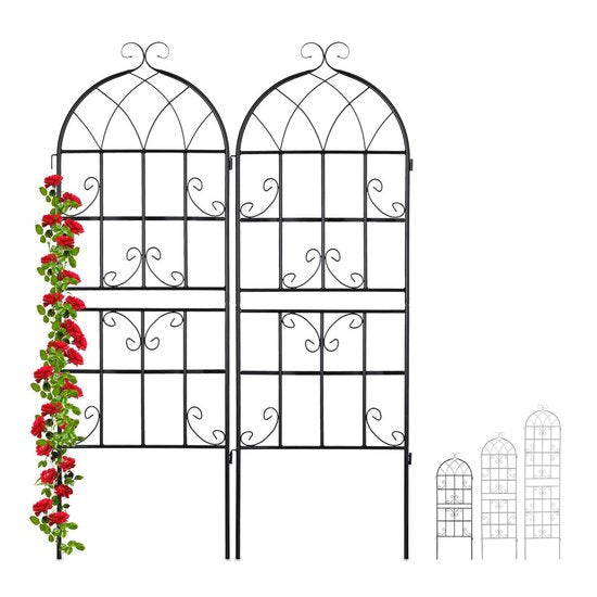 treillis pour plantes grimpantes - métal - lot de 2 - 220 x 50 cm - treillis - noir