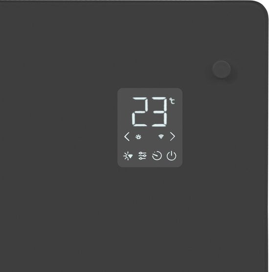 VONROC Chauffage électrique de luxe - Convecteur avec panneau en verre - 1250W/2500W- Chauffe les pièces jusqu'à 30m2 - Contrôlé par l'application (via Wifi) et manuellement - Thermostat et minuterie réglables - Gris