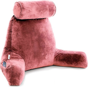 Coussin de lecture avec rouleau pour la nuque - Ella® - Coussin de relaxation - Coussin de siège - Soutien du bas du dos - Coussin de lecture paresseux - Velours rose corail