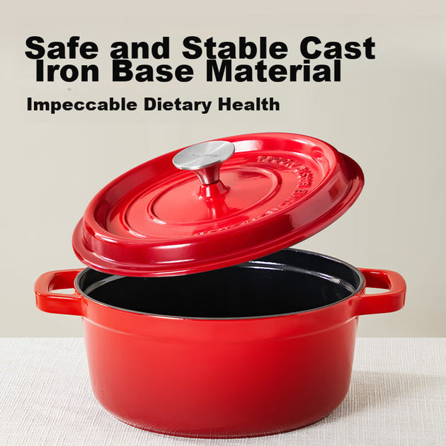 COOKER KING Marmite et casserole en fonte émaillée 24 cm – Rouge chinois – Fonte et émail