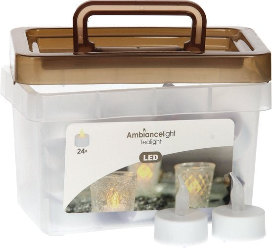 Lampe d'ambiance bougies chauffe-plats - 24 pièces - LED - piles - plastique - D3,8 cm