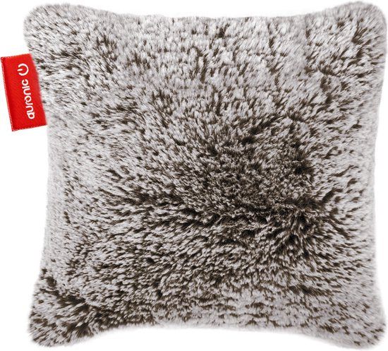 Auronic Oreiller chauffant - Teddy - 45x45 - Sans fil - Rechargeable - Oreiller électrique - Infrarouge - Gris