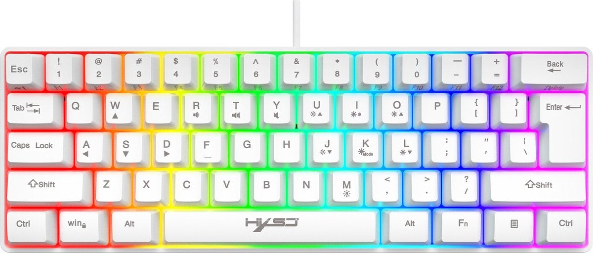 Clavier gaming - HxSJ - Clavier membrane - 61 touches - TKL - Qwerty - Blanc