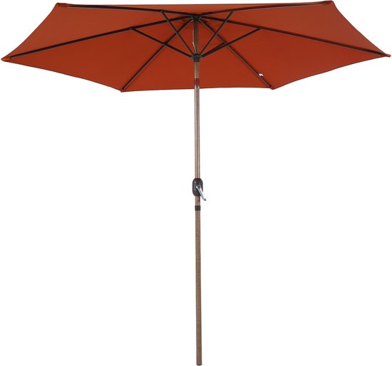 Parasol AXI Noor à tige Ø 300 cm, aspect chêne/terracotta – Armature thermolaquée – Inclinable