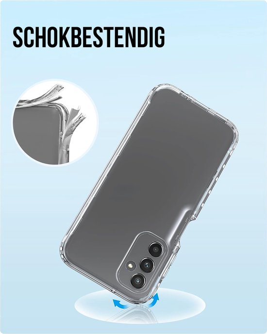 Coque Podec 2-en-1 avec protection d'écran, compatible avec le Samsung Galaxy A14. Coque de téléphone transparente - Coque antichoc
