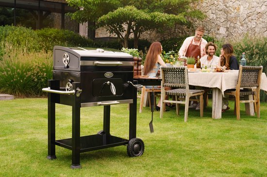 Barbecue au charbon de bois Boretti Carbone 2.0 - Grille à charbon réglable - Grilles en fonte - Noir