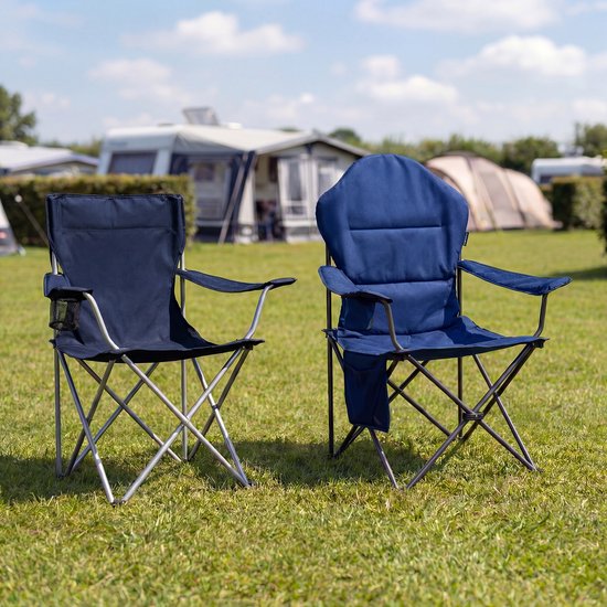 TRVLMORE Chaise de camping XXL - pliable - capacité de charge 160KG - sac de transport inclus - chaise pliante - chaise de pêche - chaise de camping - chaise pliante - bleu