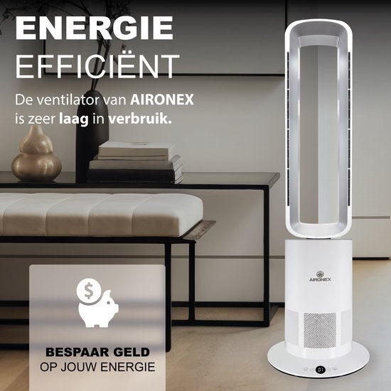 Chauffage électrique économe en énergie Aironex - Chauffer et refroidir en 1 - Chauffage - Ventilateur design - Chauffage Ventilateur - Chauffage électriqueVentilateur sans flamme - Ventilateur de tour Aironex - Ventilateur de tour sur pied - Refroidisseu