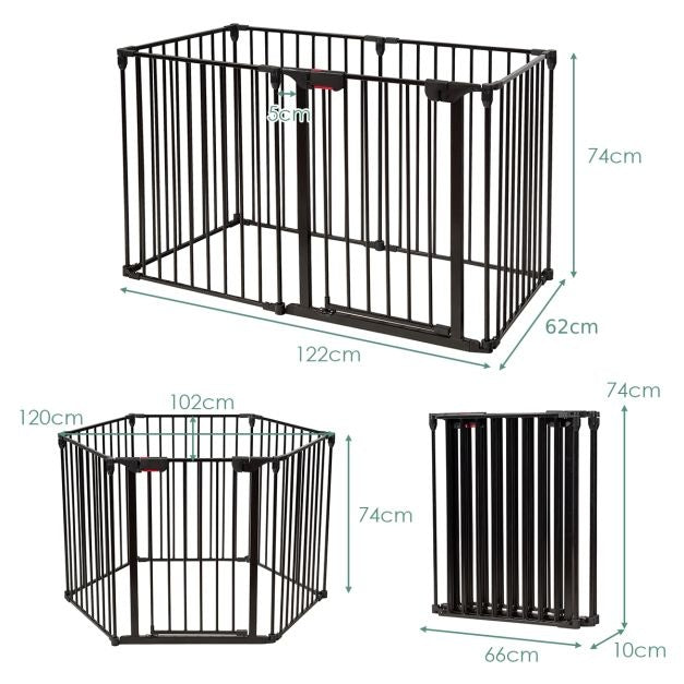 Coffre de sécurité pour bébé Coast - 6 panneaux - 120 x 102 x 74 cm - Noir