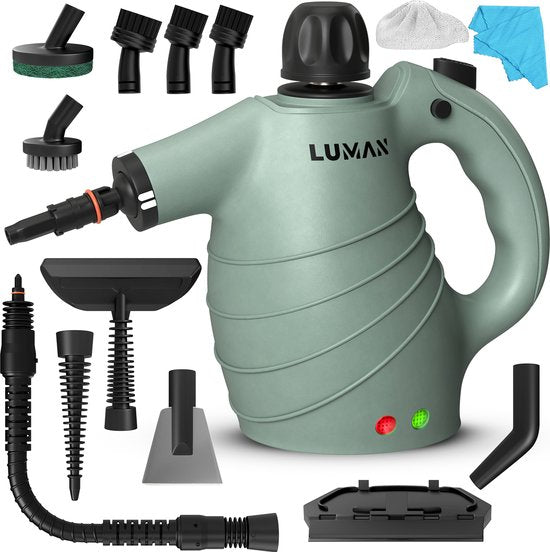 Nettoyeur vapeur portatif - LUMAN - Nettoyeur vapeur à main - 16 en 1 - Détachant - 1050 Watts - 450 ML - Vert