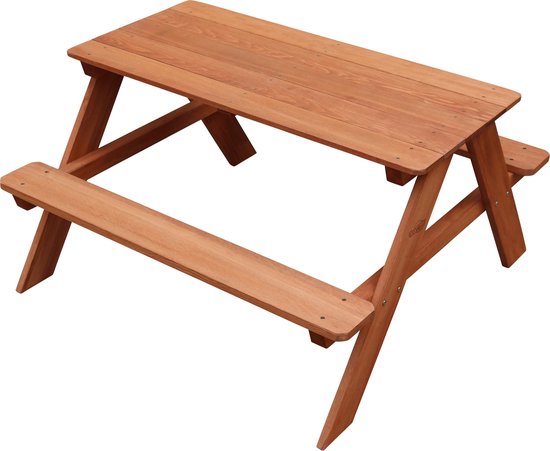 Table de pique-nique Sunny Dave, couleur marron - Table de pique-nique multifonctionnelle pour enfants - Bois certifié FSC - 89 x 89 x 50 cm