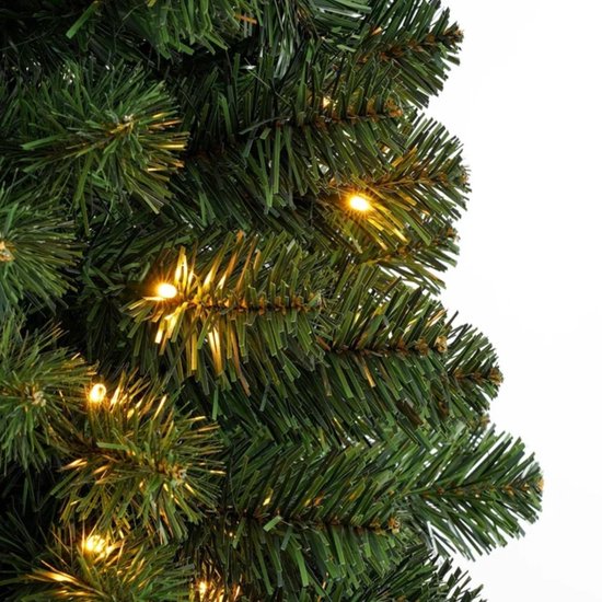 Black Box Trees Charlton : petit sapin de Noël avec minuterie et fonction de variation d'intensité lumineuse - Décoration de Noël d'intérieur pour les fêtes de fin d'année - Sapin artificiel à charnières - H 215 x Ø 56 cm - Vert