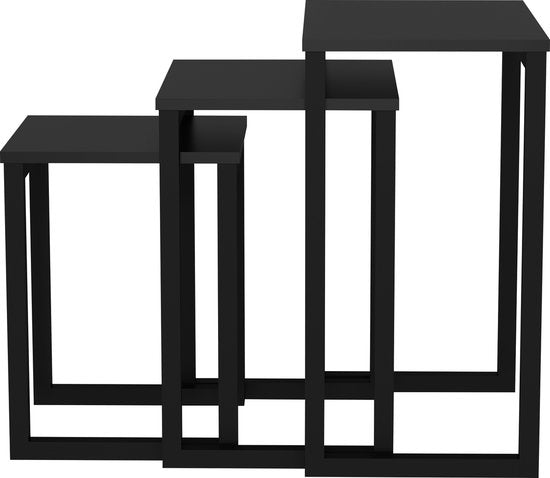 Ensemble de 3 tables d'appoint industrielles noires : économiser de l'espace avec style
