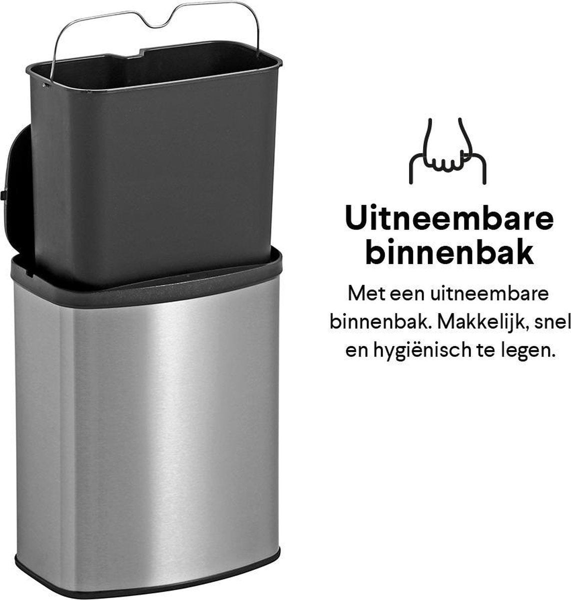 Poubelle avec capteur - Homra IXXA - 8 litres - Acier inoxydable - Couvercle automatique