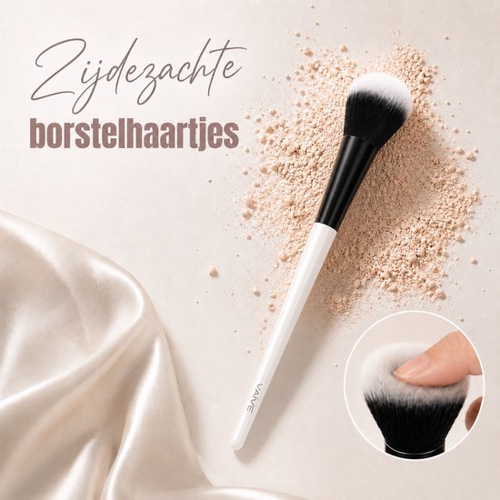 Ensemble de pinceaux de maquillage Vaive, 15 pièces - Pinceaux vegan - Pinceaux pour fond de teint, ombre à paupières, blush, kabuki et poudre bronzante - avec trousse - Blanc