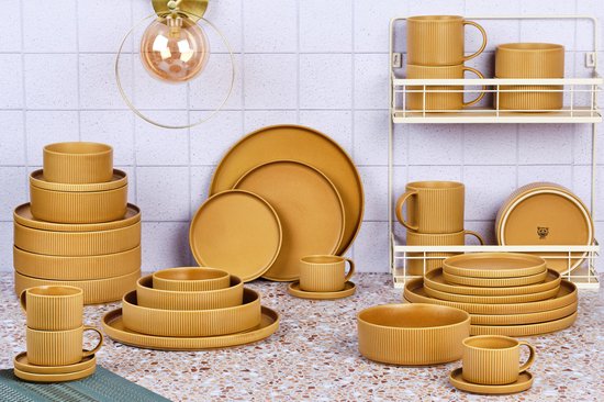 SCANDI Vaisselle complète - 36 pièces - Ochre