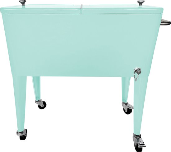 AXI Retro Cooler Mint - Glacière à roulettes - Capacité de 76 L - Glacière avec robinet de vidange