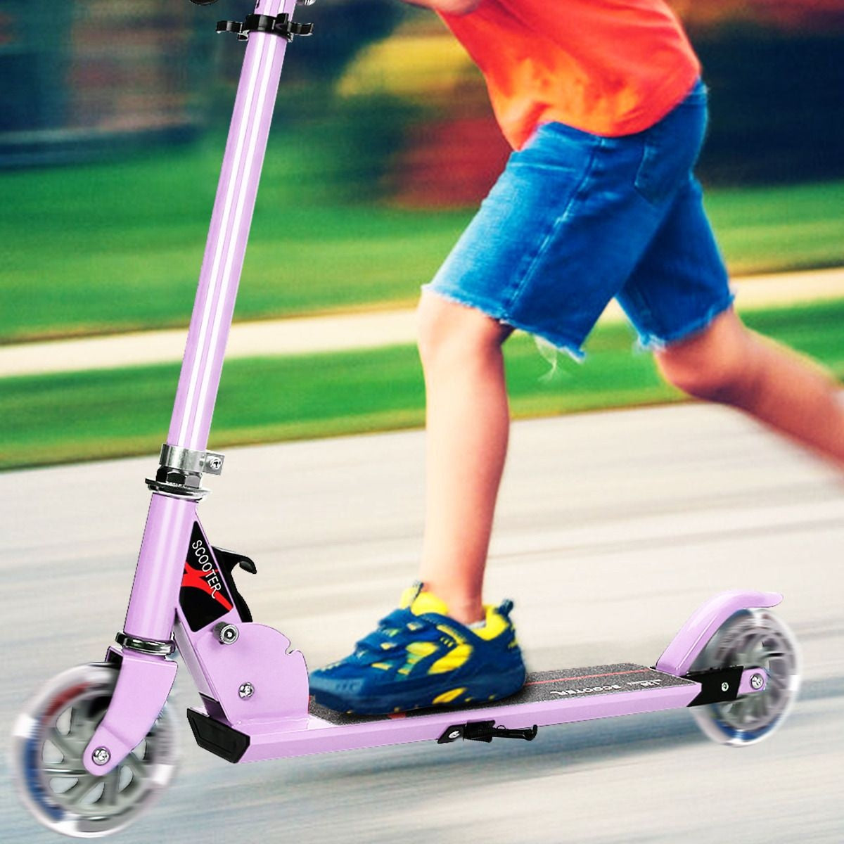 Trottinette Coast pliable à hauteur réglable avec 2 roues clignotantes pour enfants à partir de 4 ans violet