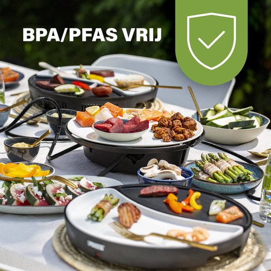 Princess Dinner4All 103080 - Set gastronomique - Gril et plaque de cuisson - Cordon d'alimentation extra-long de 2 mètres - 4 personnes - Lavable au lave-vaisselle - Sans PFAS - Kit d'extension disponible