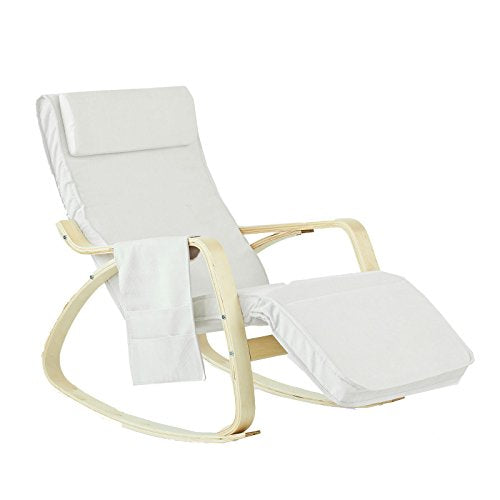 Fauteuil à bascule SoBuy FST18 - Repose-pieds réglable et poche latérale - 56 × 80 × 90 cm