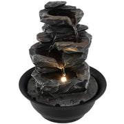 Fontaine de table Coast - cascade aspect rocheux - éclairage LED - noir - 21,5 x 26 cm