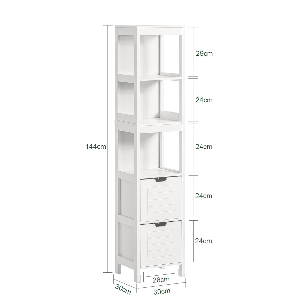 SoBuy Meuble de salle de bain haut avec repose-pieds - 2 tiroirs - acier - 30x30x144cm
