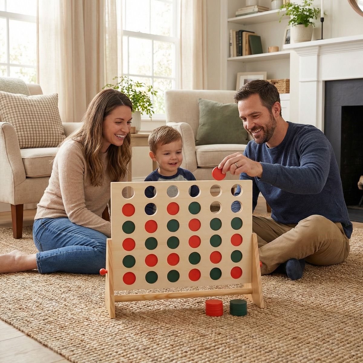 Jeu « Coast » de 4 à la suite - jeu de société de connexion - 42 pièces - cadre en bois de pin - couleur naturelle