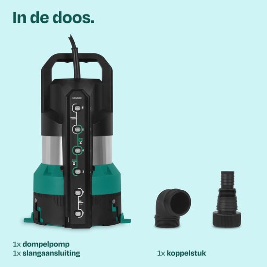 Pompe submersible VONROC - Pompe pour eaux claires et eaux usées - 850 W - 20 000 l/h - aspiration à niveau zéro - interrupteur à capteur