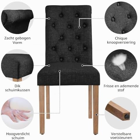 Chaises de salle à manger Yaheetech à dossier haut - lot de 2 - noir