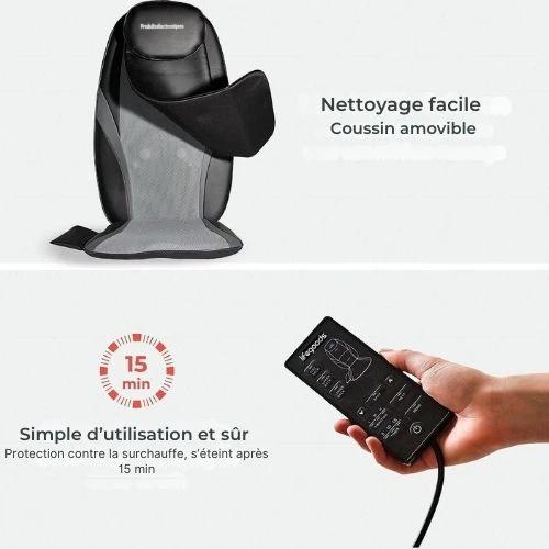 Coussin de massage Shiatsu - Auronic - Fauteuil de massage - Dos - Infrarouge - Noir