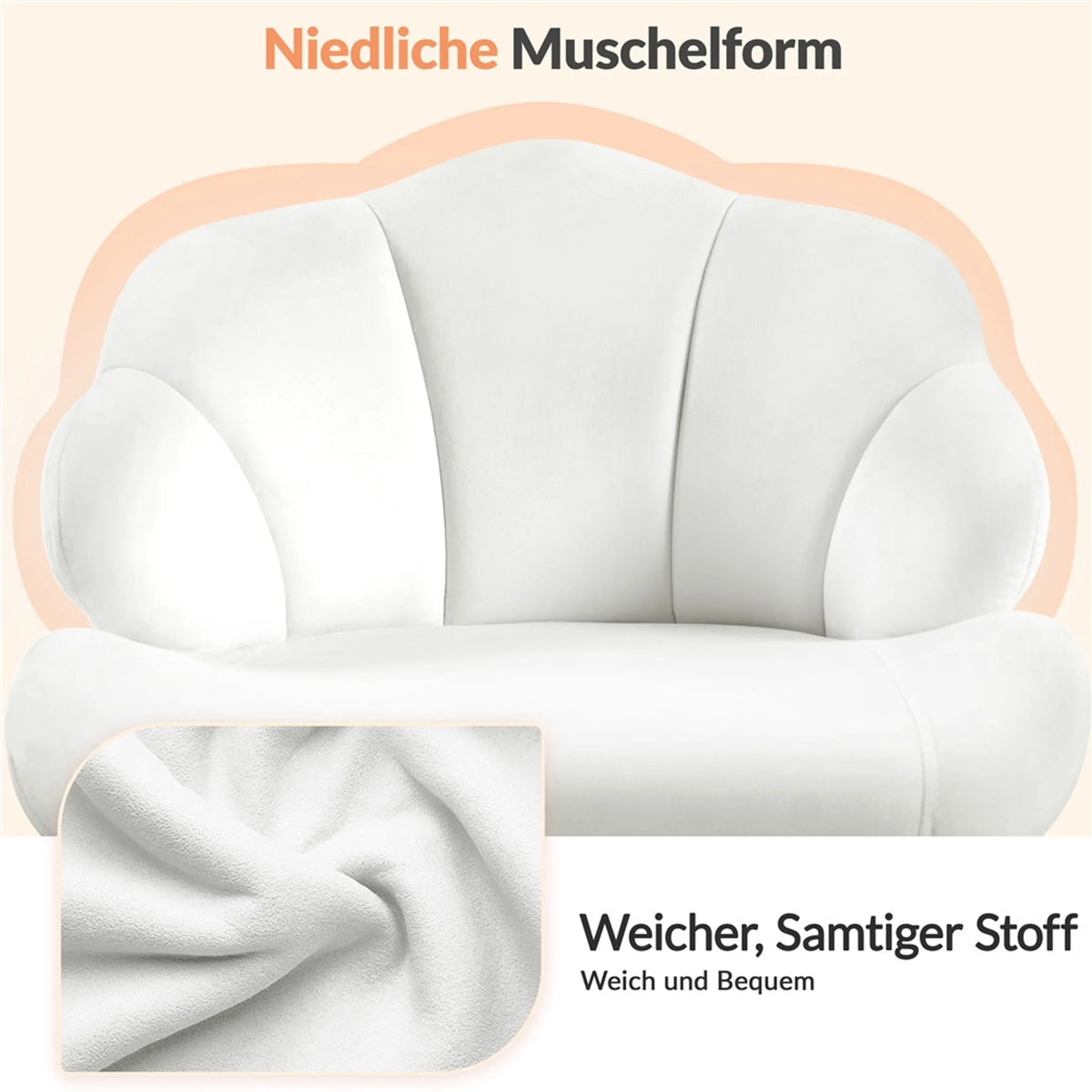 Yaheetech Chaise de bureau en forme de coquillage - avec fonction pivotante, hauteur réglable par vérin à gaz et dossier rembourré - pour le bureau à domicile et la chambre à coucher - polyester blanc et métal - 60 x 60 x 76,5-86 cm