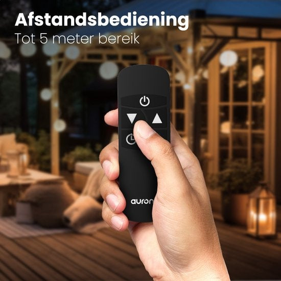 Auronic Chauffage de terrasse - Infrarouge - Chauffage - Électrique - 2500W - Télécommande - 4 niveaux - Noir