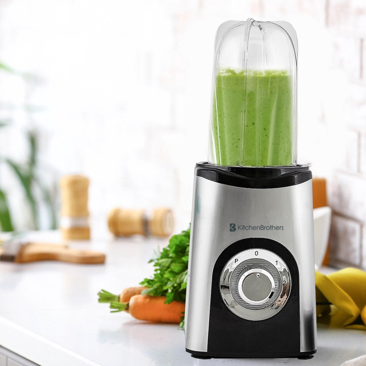 Mixeur Smoothie - KitchenBrothers - 13 Pièces - 4  Gobelets - 350W - acier inoxydable
