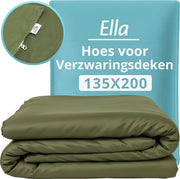 Housse pour la couverture d'aggravation d'Ella 135 x 200 CM - 7 KG & 9 KG - Housse en 100% coton biologique - Vert olive