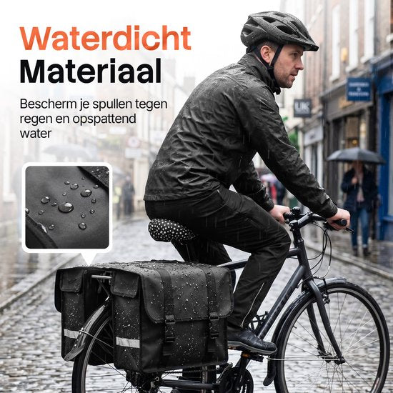 Sacoches de vélo doubles Brixy - Sacoches de vélo imperméables - 45 L - Avec bandes réfléchissantes - Vélo électrique - Noir
