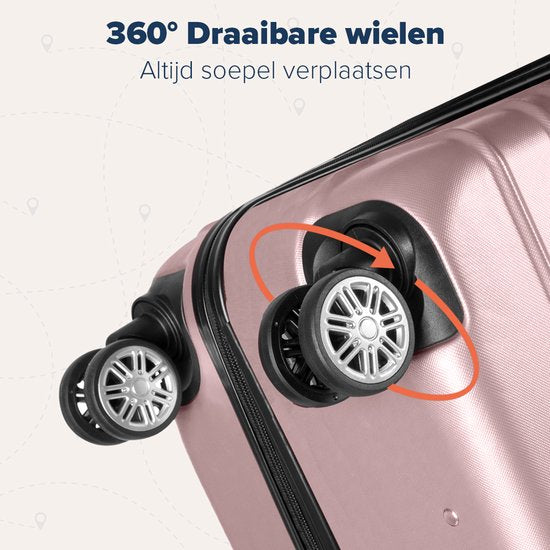 TRVLMORE Set de valises - 3 pièces - 38L Hand Luggage + 70L and 110L Spacious Luggage - Lightweight - Trolley - Travel Suitcase Set - Rose Gold