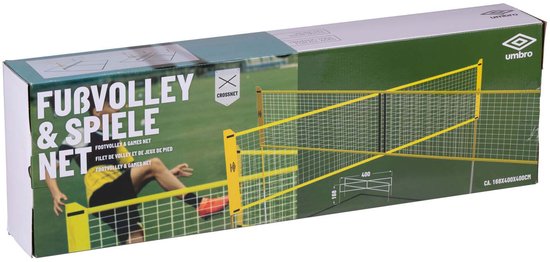 Umbro Sportnet - Kit de jeux - 168 x 400 cm - 4 compartiments - Filet de volley-ball - Badminton - Footvolley - Crossnet - Noir/Jaune