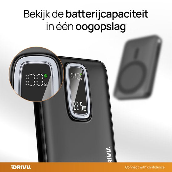 Batterie externe 10 000 mAh compatible MagSafe avec câble USB-C - Conception 3 en 1 - Batterie externe sans fil 22,5 W - Câble de recharge 60 W inclus - Fonction de recharge rapide - USB et USB-C - Noir