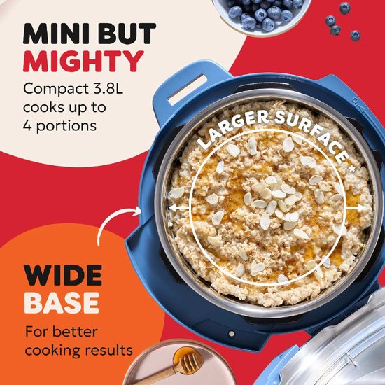 Multicuiseur Instant Pot Classic Mini 3,8 L, bleu « Daydream » - Autocuiseur 7-en-1 - Mijoteuse - Cuiseur vapeur - Yaourtière - Jusqu'à 4 portions - Design compact - Cuisson jusqu'à 70 % plus rapide
