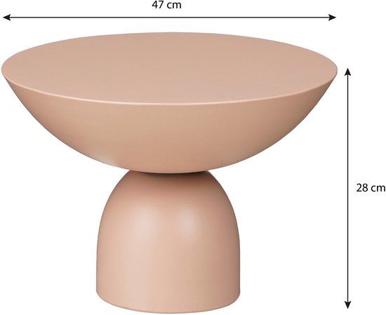Table d'appoint Celise de Mica Decorations - H 28 x Ø 47 cm - Métal - Rose pâle