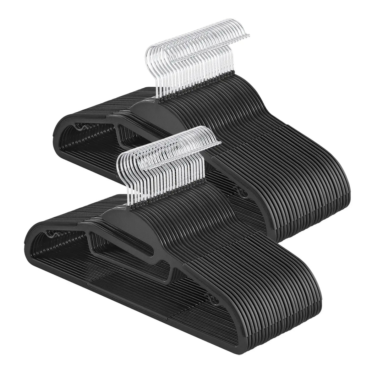Lot de 50 cintres en plastique Ochama – Noirs, longueur 41,5 cm, profil ultra-fin de 0,5 cm – Ouverture en forme de U pour une utilisation facile, antidérapants, peu encombrants, avec crochet pivotant à 360°