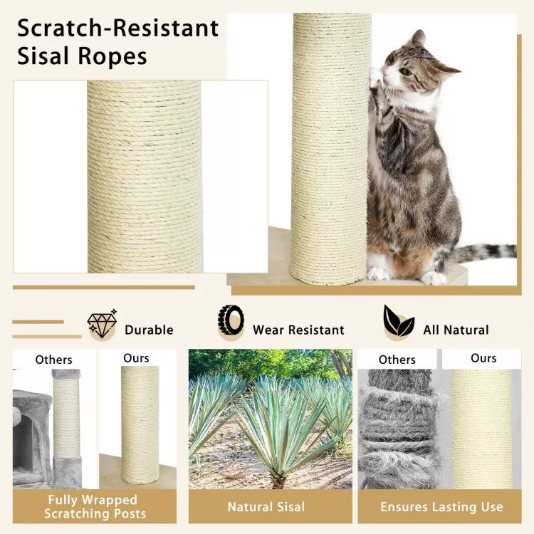 Arbre à chat Coast - griffoir - Max 15 Kg - 75 x 56 x 197 cm - Beige