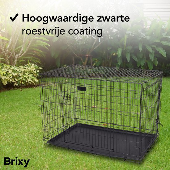 Brixy Dog Bench - Banc pour chiens - Taille XL - Pliable - 107 x 72 x 77 CM - 2 portes - Noir